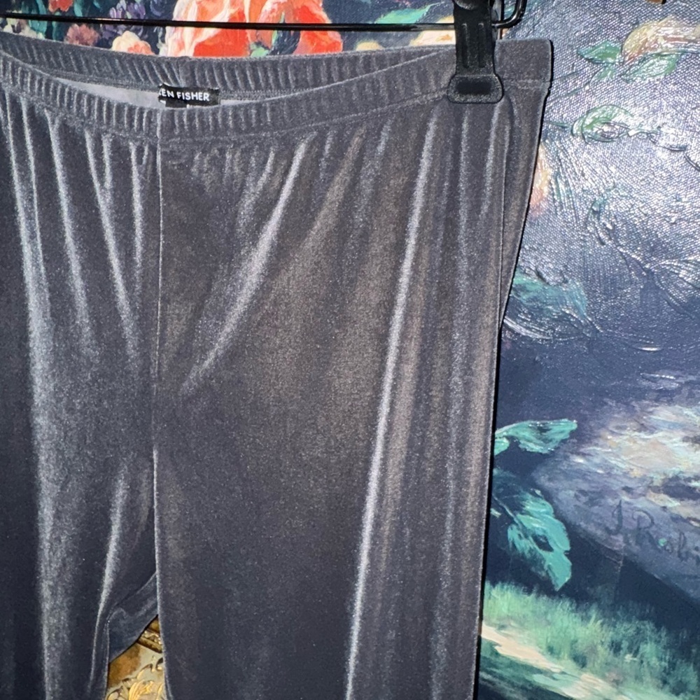 Eileen Fisher Gray Velvet Pull On High Waist Dressy Going Out Pants Size M